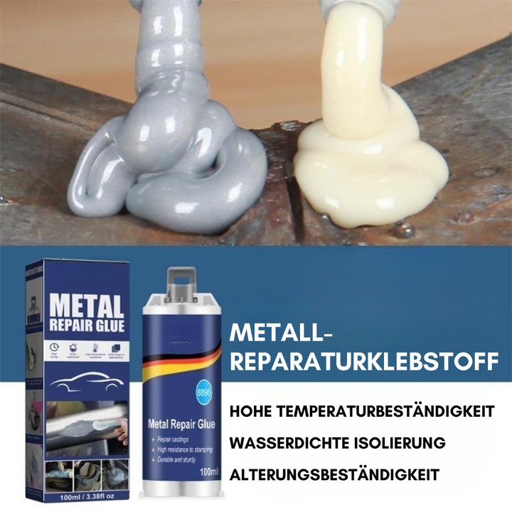 Karnz | Hochleistungs-Metall-Reparaturkleber | Industriekleber für Gusseisen, Stahl & Aluminium | Hitzebeständig & Wasserfest | 100ml Flüssigmetall-Reparaturset | Silber