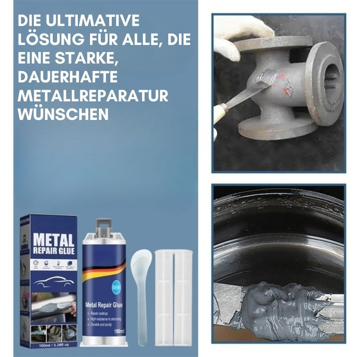 Karnz | Hochleistungs-Metall-Reparaturkleber | Industriekleber für Gusseisen, Stahl & Aluminium | Hitzebeständig & Wasserfest | 100ml Flüssigmetall-Reparaturset | Silber