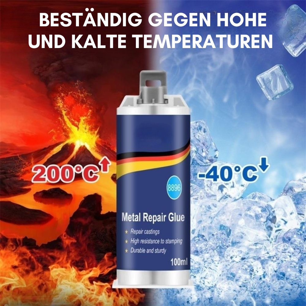 Karnz | Hochleistungs-Metall-Reparaturkleber | Industriekleber für Gusseisen, Stahl & Aluminium | Hitzebeständig & Wasserfest | 100ml Flüssigmetall-Reparaturset | Silber