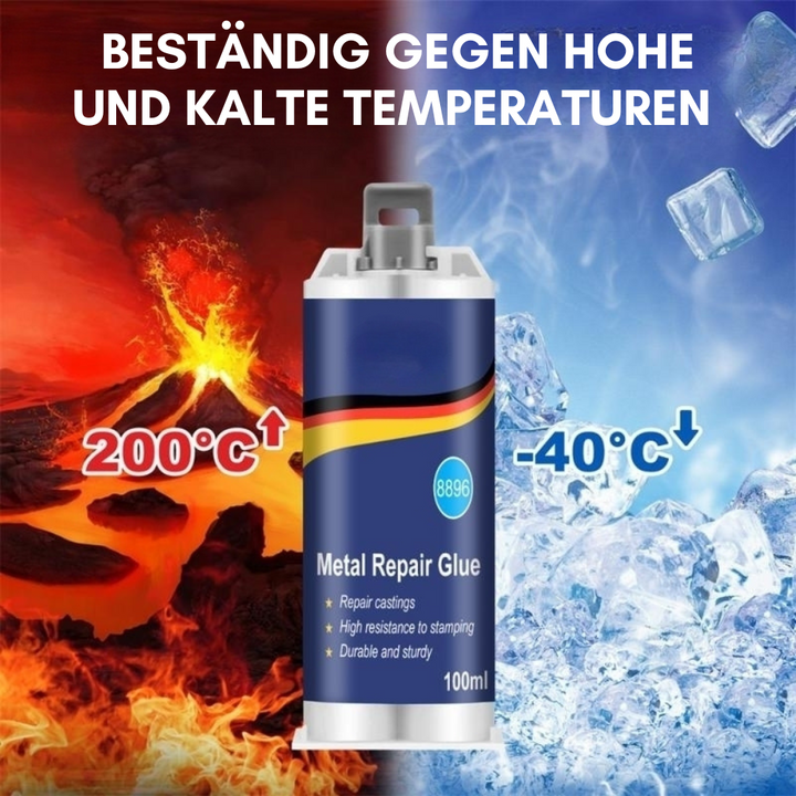 Karnz | Hochleistungs-Metall-Reparaturkleber | Industriekleber für Gusseisen, Stahl & Aluminium | Hitzebeständig & Wasserfest | 100ml Flüssigmetall-Reparaturset | Silber