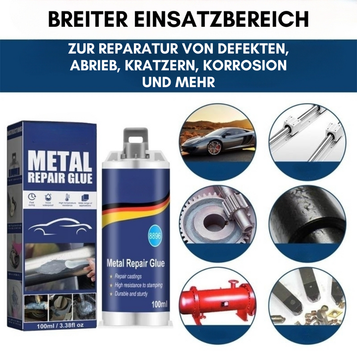 Karnz | Hochleistungs-Metall-Reparaturkleber | Industriekleber für Gusseisen, Stahl & Aluminium | Hitzebeständig & Wasserfest | 100ml Flüssigmetall-Reparaturset | Silber