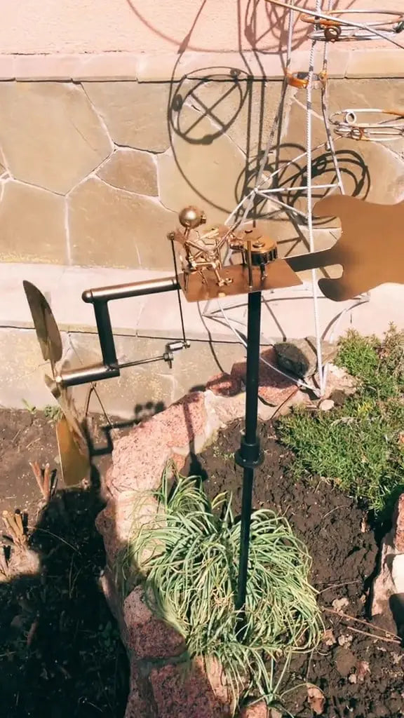 Metall-Windmühle "Rock Band" – Bewegliche Garten Dekoration mit Charakter