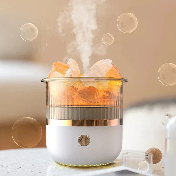 Karnz | Himalaya Salzkrystalllampe & Ätherischer Öl Diffusor, USB Ultraschall Luftbefeuchter für Zuhause & Büro