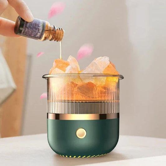 Karnz | Himalaya Salzkrystalllampe & Ätherischer Öl Diffusor, USB Ultraschall Luftbefeuchter für Zuhause & Büro