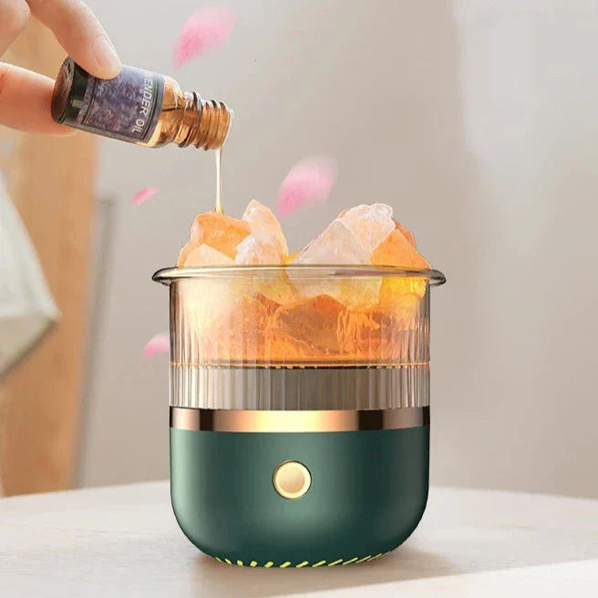 Karnz | Himalaya Salzkrystalllampe & Ätherischer Öl Diffusor, USB Ultraschall Luftbefeuchter für Zuhause & Büro