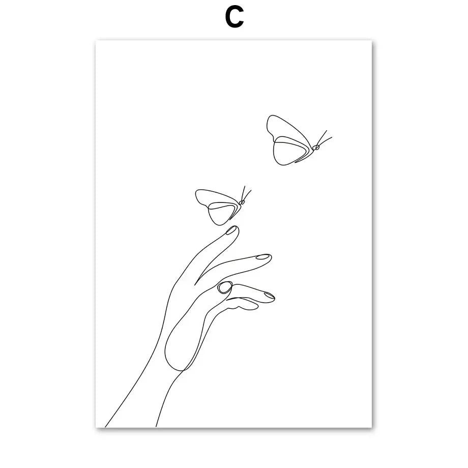 Minimalistische abstrakte Schwarz-Weiß-Schönheitsfigur Kunst Linienkunst Fine Art Leinwanddrucke Bilder für Wohnzimmer Schlafzimmer Salon Kunst Dekor | Karnz