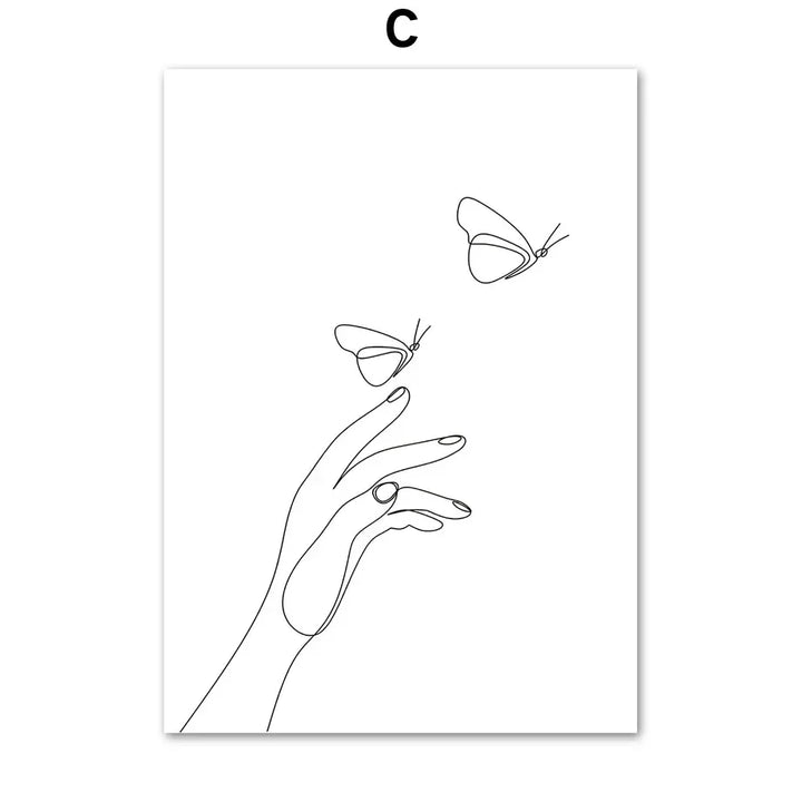 Minimalistische abstrakte Schwarz-Weiß-Schönheitsfigur Kunst Linienkunst Fine Art Leinwanddrucke Bilder für Wohnzimmer Schlafzimmer Salon Kunst Dekor | Karnz