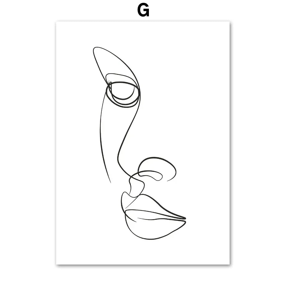 Minimalistische abstrakte Schwarz-Weiß-Schönheitsfigur Kunst Linienkunst Fine Art Leinwanddrucke Bilder für Wohnzimmer Schlafzimmer Salon Kunst Dekor | Karnz