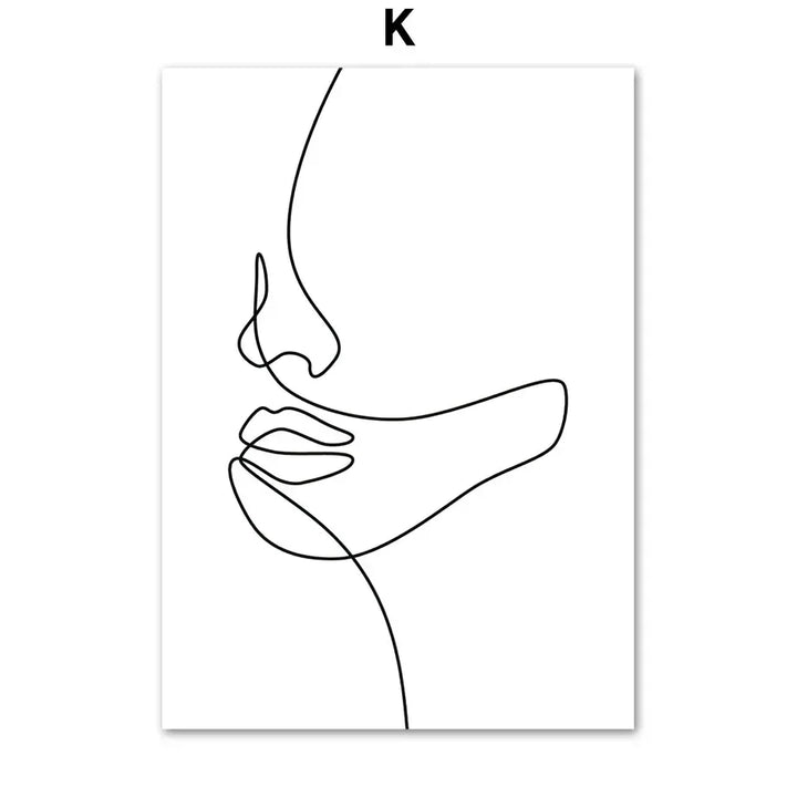 Minimalistische abstrakte Schwarz-Weiß Schönheit Figuren Kunst Linienkunst Fine Art Leinwanddrucke Bilder für Wohnzimmer Schlafzimmer Salon Kunst Dekor