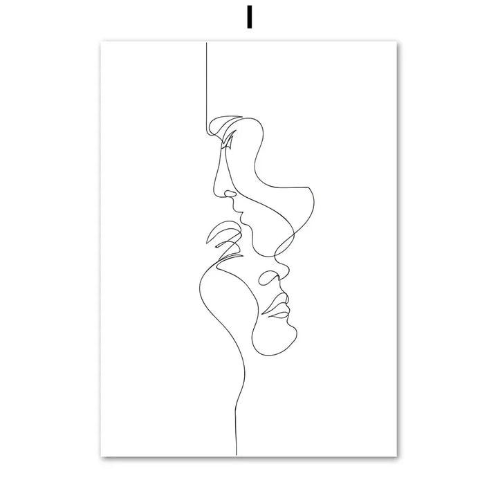 Minimalistische abstrakte Schwarz-Weiß-Schönheitsfigur Kunst Linienkunst Fine Art Leinwanddrucke Bilder für Wohnzimmer Schlafzimmer Salon Kunst Dekor | Karnz