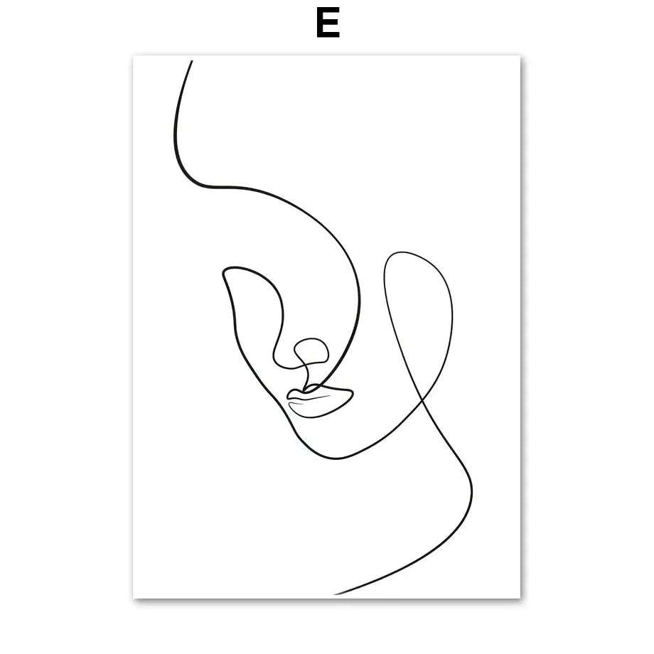 Minimalistische abstrakte Schwarz-Weiß-Schönheitsfigur Kunst Linienkunst Fine Art Leinwanddrucke Bilder für Wohnzimmer Schlafzimmer Salon Kunst Dekor | Karnz