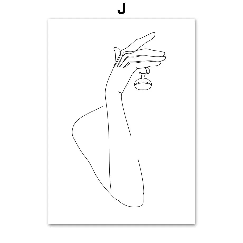 Minimalistische abstrakte Schwarz-Weiß-Schönheitsfigur Kunst Linienkunst Fine Art Leinwanddrucke Bilder für Wohnzimmer Schlafzimmer Salon Kunst Dekor | Karnz