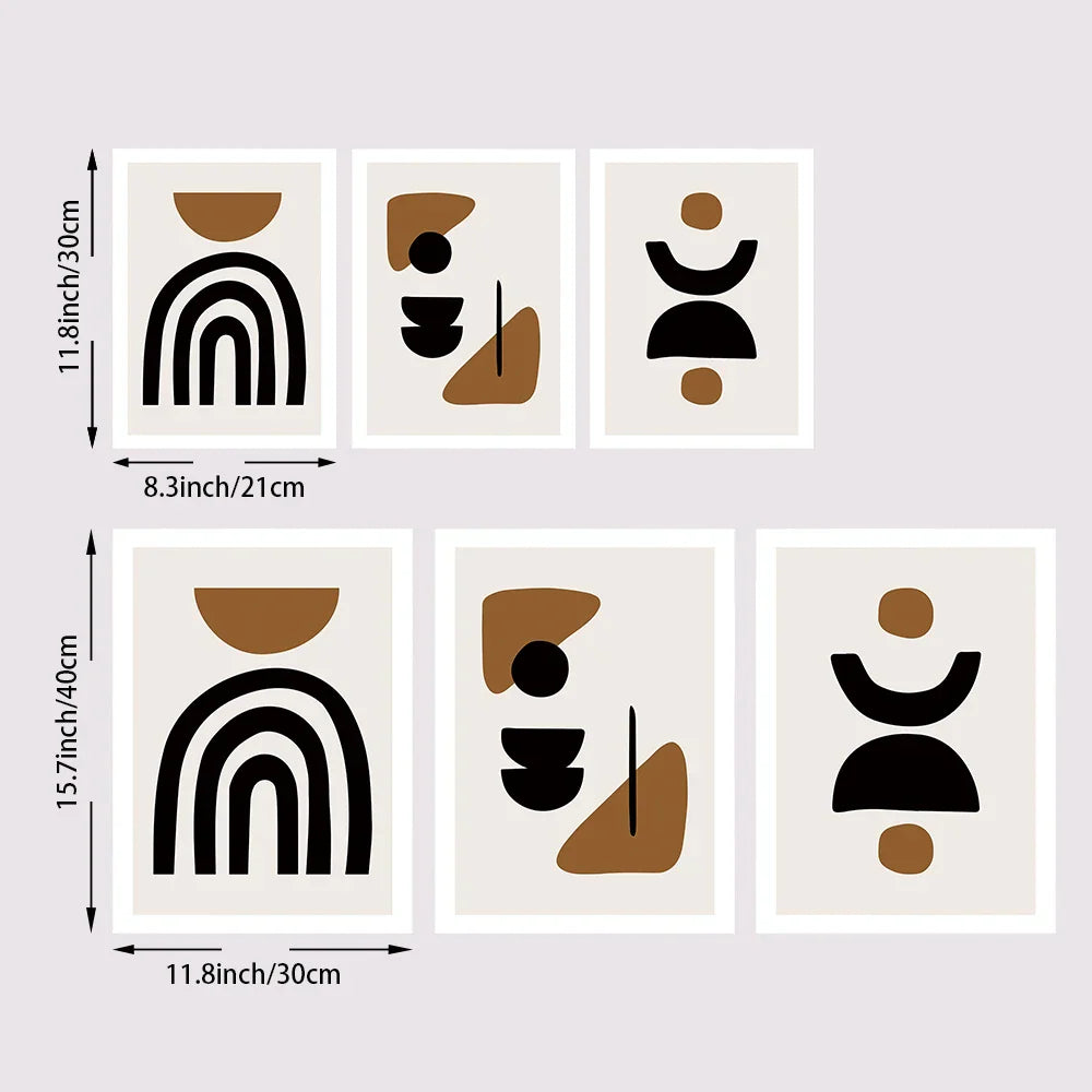 Minimalistische abstrakte Elemente Wandkunst Fine Art Leinwanddrucke Schwarz Braun Neutrale Farben Bilder für moderne Apartment Wohnzimmer Dekor