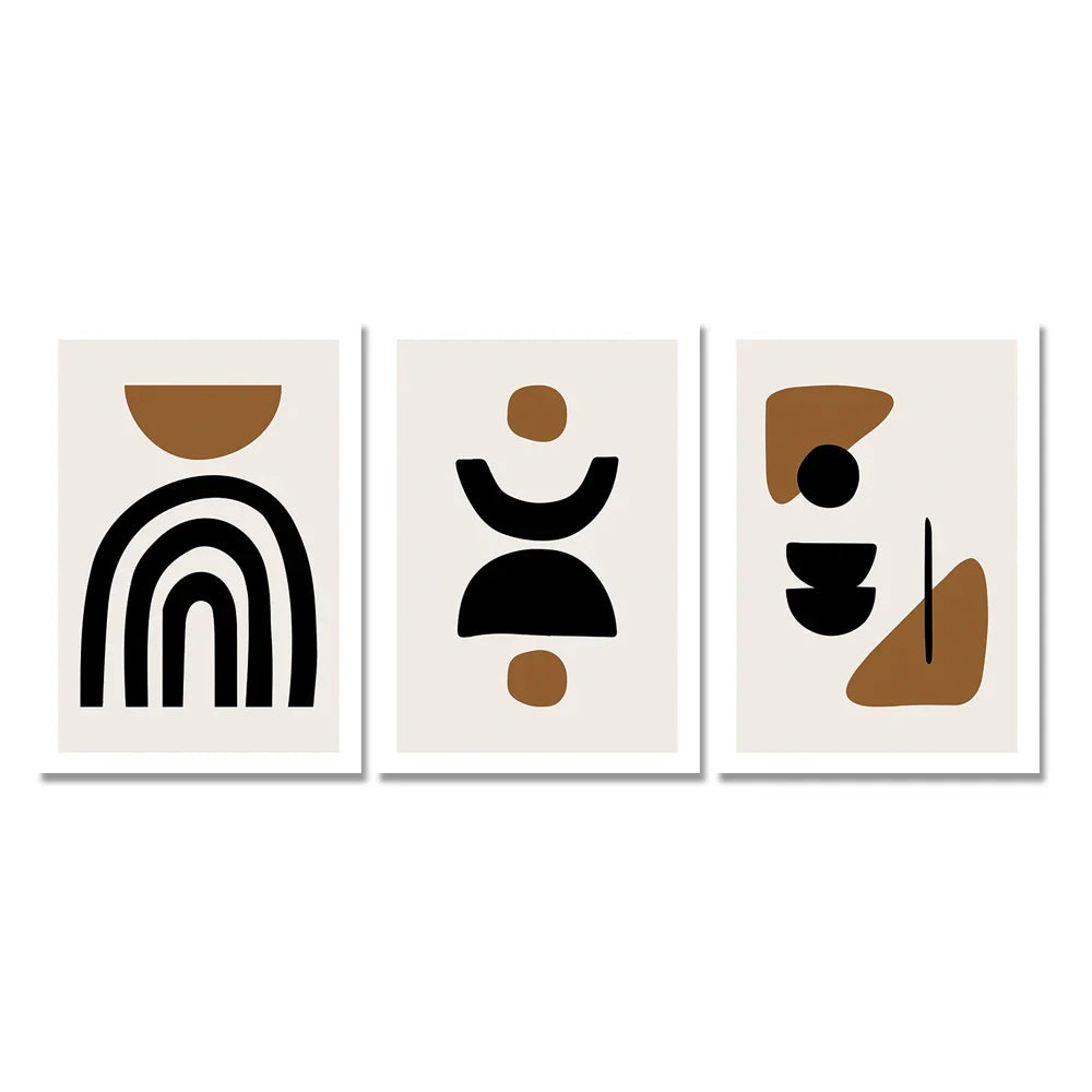 Minimalistische abstrakte Elemente Wandkunst Fine Art Leinwanddrucke Schwarz Braun Neutrale Farben Bilder für moderne Apartment Wohnzimmer Dekor