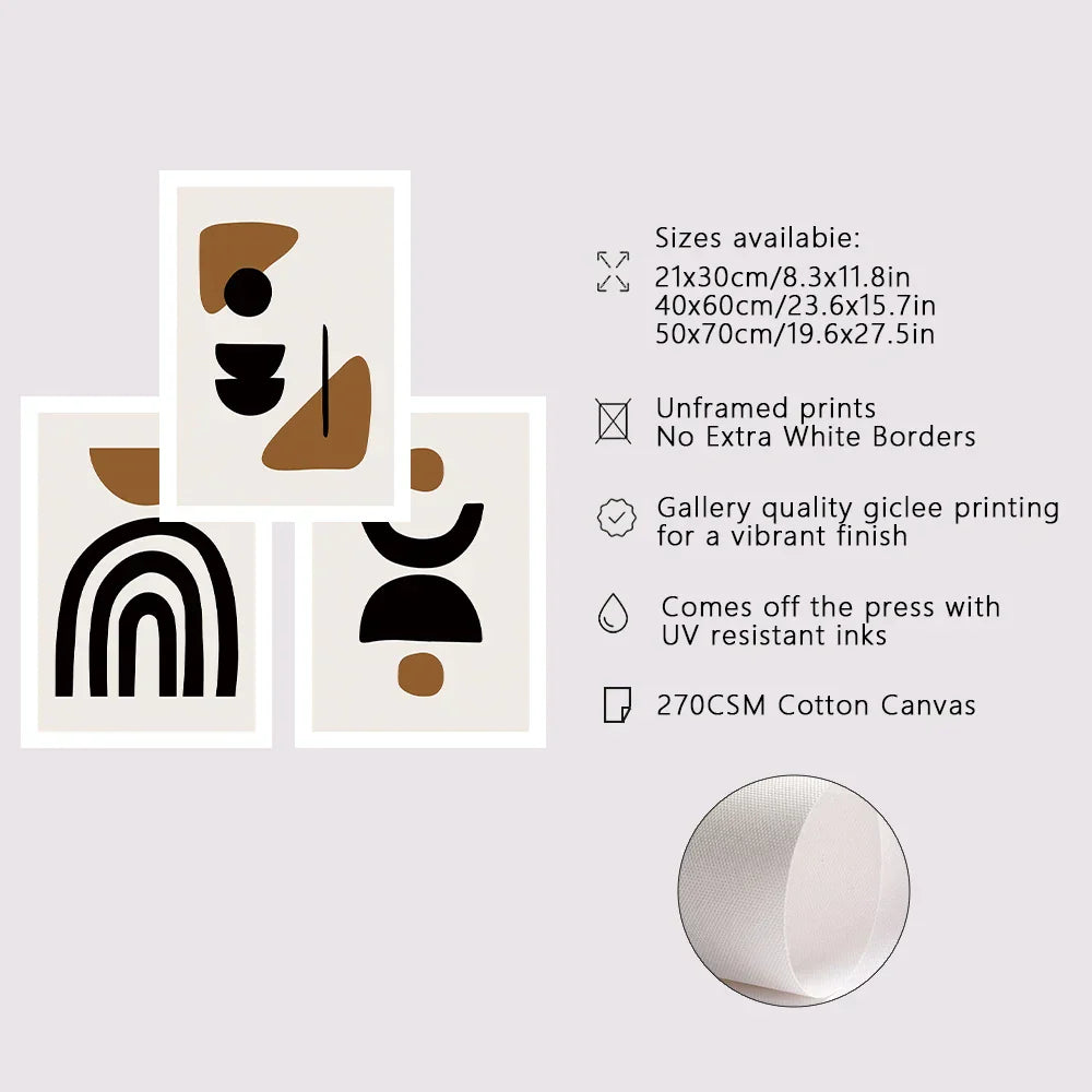 Minimalistische abstrakte Elemente Wandkunst Fine Art Leinwanddrucke Schwarz Braun Neutrale Farben Bilder für moderne Apartment Wohnzimmer Dekor