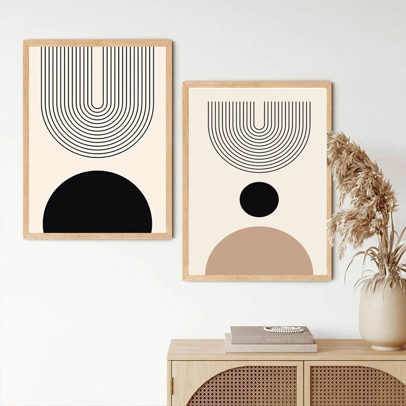 Minimalistische abstrakte geometrische Mondphasen-Linienkunst Wandkunst Fine Art Leinwanddrucke Bilder für moderne Wohnung Wohnzimmer nordische Wohnkultur