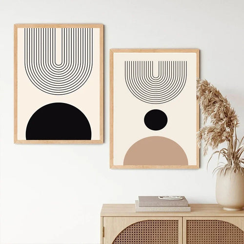 Minimalistische abstrakte geometrische Mondphasen-Linienkunst Wandkunst Fine Art Leinwanddrucke Bilder für moderne Wohnung Wohnzimmer nordische Wohnkultur