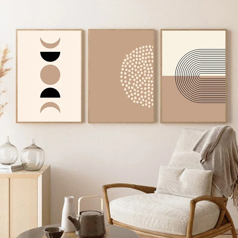 Minimalistische abstrakte geometrische Mondphasen-Linienkunst Wandkunst Fine Art Leinwanddrucke Bilder für moderne Wohnung Wohnzimmer nordische Wohnkultur