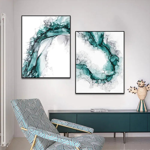 Minimalistische abstrakte grüne Eis-Marmormuster Wandkunst feine Kunstleinwanddrucke Poster Bilder für modernes Wohnzimmer Home Office Kunst Dekor
