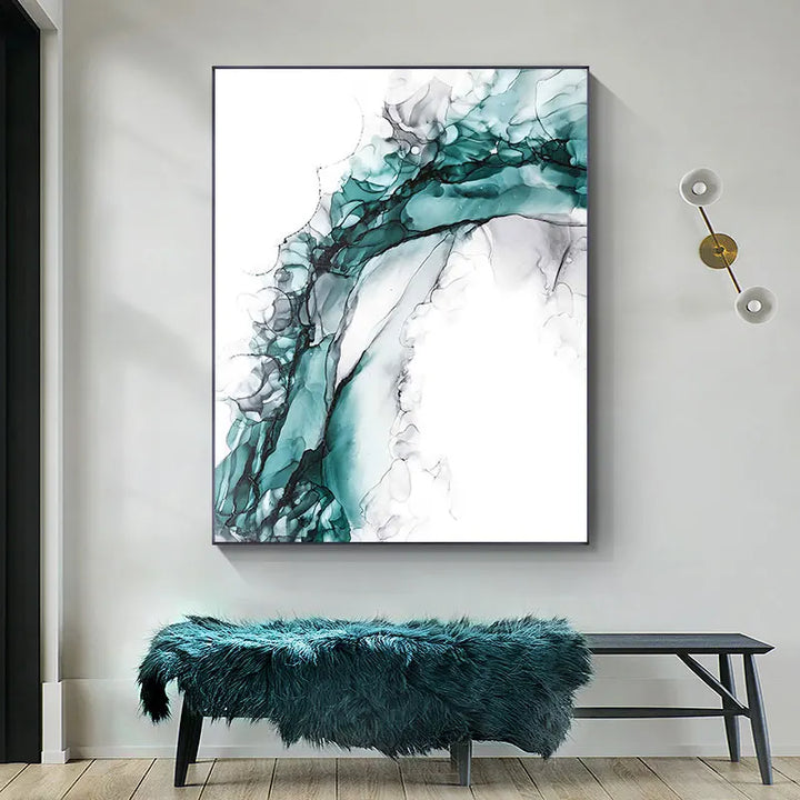 Minimalistische abstrakte grüne Eis-Marmormuster Wandkunst feine Kunstleinwanddrucke Poster Bilder für modernes Wohnzimmer Home Office Kunst Dekor