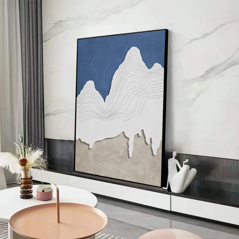 Minimalistische abstrakte Landschaft Berg Umrisslinien Wandkunst Poster Kunstleinwanddruck Bild für Wohnzimmer Schlafzimmer skandinavische Diele Kunst Dekor