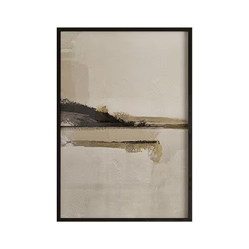 Minimalistische abstrakte Landschaftswandkunst neutrale Farben Fine Art Leinwanddrucke Beige/Schwarz Bilder für Wohnzimmer, Schlafzimmer, Kunst für zeitgenössische Innenräume | Karnz