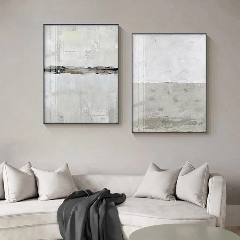 Minimalistische Beige-Grau-Farbblock abstrakte Wandkunst Fine Art Leinwanddrucke Bilder für moderne Wohnungen Wohnzimmer Schlafzimmer zeitgenössische Wohnkultur