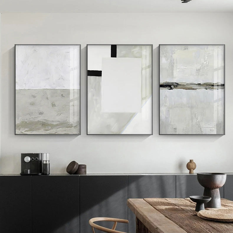 Minimalistische Beige-Grau-Farbblock abstrakte Wandkunst Fine Art Leinwanddrucke Bilder für moderne Wohnungen Wohnzimmer Schlafzimmer zeitgenössische Wohnkultur