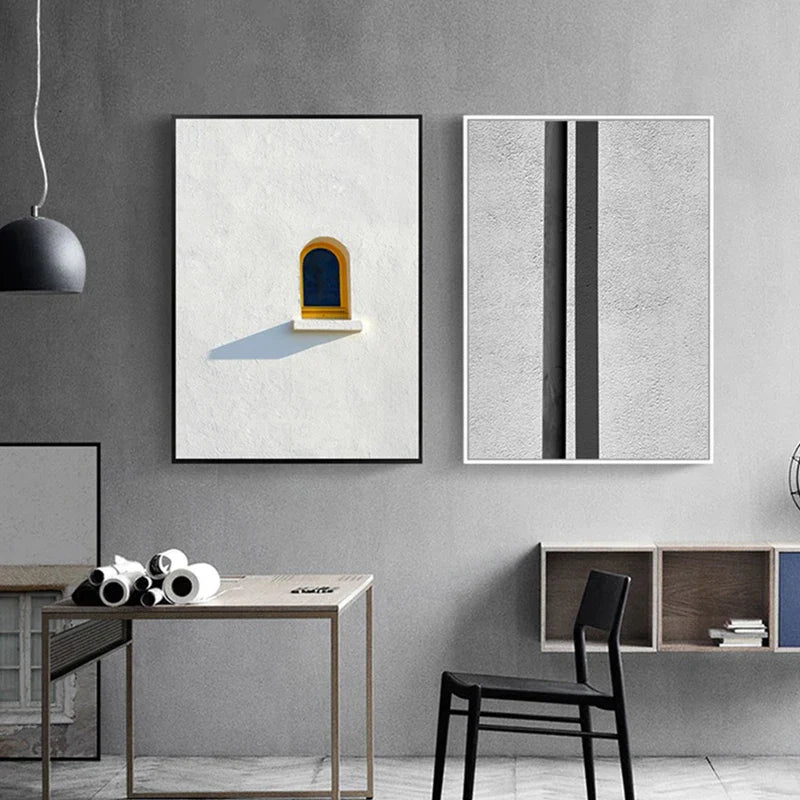 Minimalistische Schwarz Weiß Architektonische Abstrakte Wandkunst Fine Art Leinwanddrucke Bilder Für Moderne Apartment Wohnzimmerkunst Für Zeitgenössische Wohnkultur