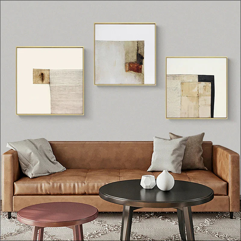 Minimalistische Farbblöcke Abstrakte Wandkunst Feine Kunst Leinwanddrucke Quadratisches Format Bilder Für Wohnzimmer Zeitgenössische Skandinavische Wohnkultur