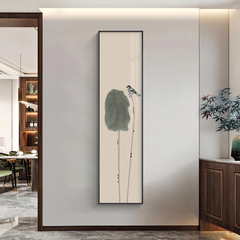 Minimalistische Blumen Vögel & Schmetterling Wandkunst Feine Kunst Leinwanddrucke Hohe Vertikale Format Bilder Für Foyer Lobby Empfangsraum Kunst Dekor | Karnz