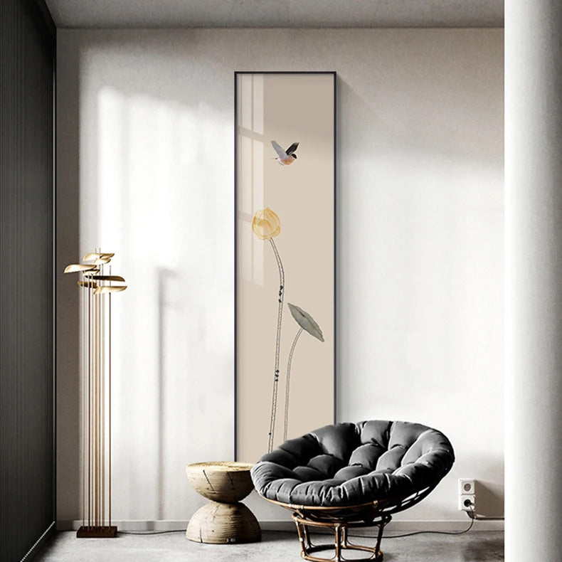 Minimalistische Blumen Vögel & Schmetterling Wandkunst Feine Kunst Leinwanddrucke Hohe Vertikale Format Bilder Für Foyer Lobby Empfangsraum Kunst Dekor | Karnz