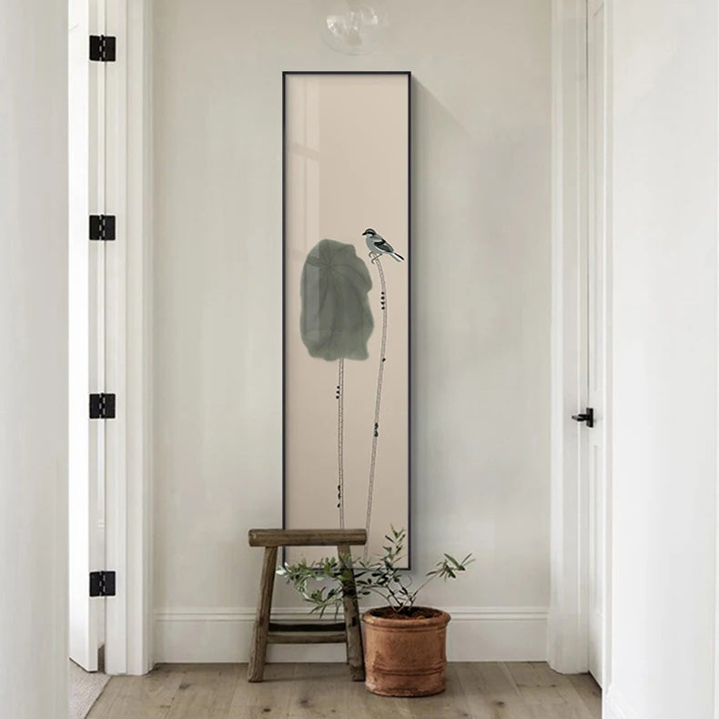 Minimalistische Blumen Vögel & Schmetterling Wandkunst Feine Kunst Leinwanddrucke Hohe Vertikale Format Bilder Für Foyer Lobby Empfangsraum Kunst Dekor | Karnz