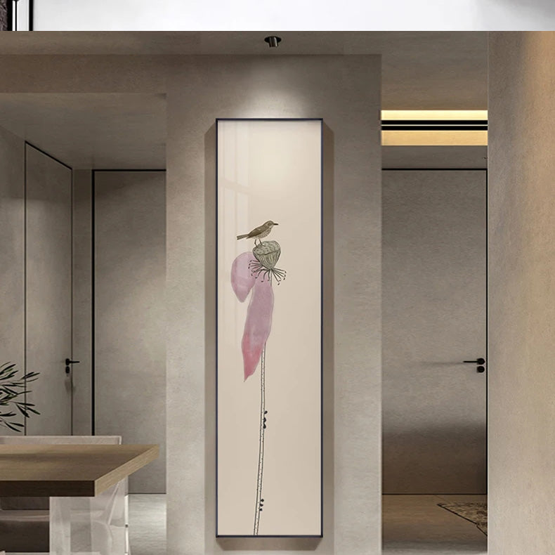 Minimalistische Blumen Vögel & Schmetterling Wandkunst Feine Kunst Leinwanddrucke Hohe Vertikale Format Bilder Für Foyer Lobby Empfangsraum Kunst Dekor | Karnz