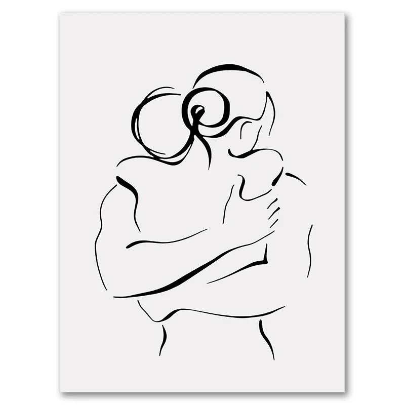 Minimalistische Linienkunst Liebhaber Schwarz Weiß Wandkunst Fine Art Leinwanddrucke Poster Bilder Für Schlafzimmer Wohnzimmer Romantische Paare Kunst Für Moderne Wohnkultur