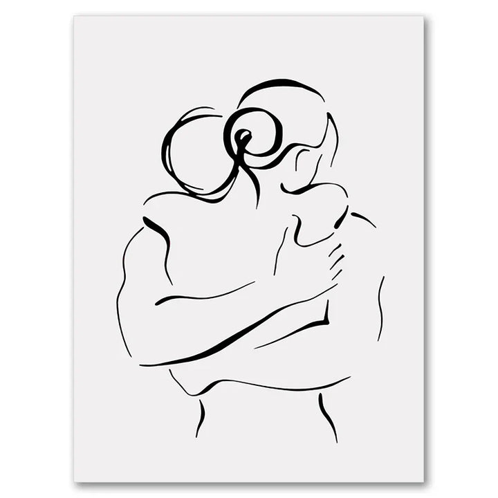 Minimalistische Linienkunst Liebhaber Schwarz Weiß Wandkunst Fine Art Leinwanddrucke Poster Bilder Für Schlafzimmer Wohnzimmer Romantische Paare Kunst Für Moderne Wohnkultur