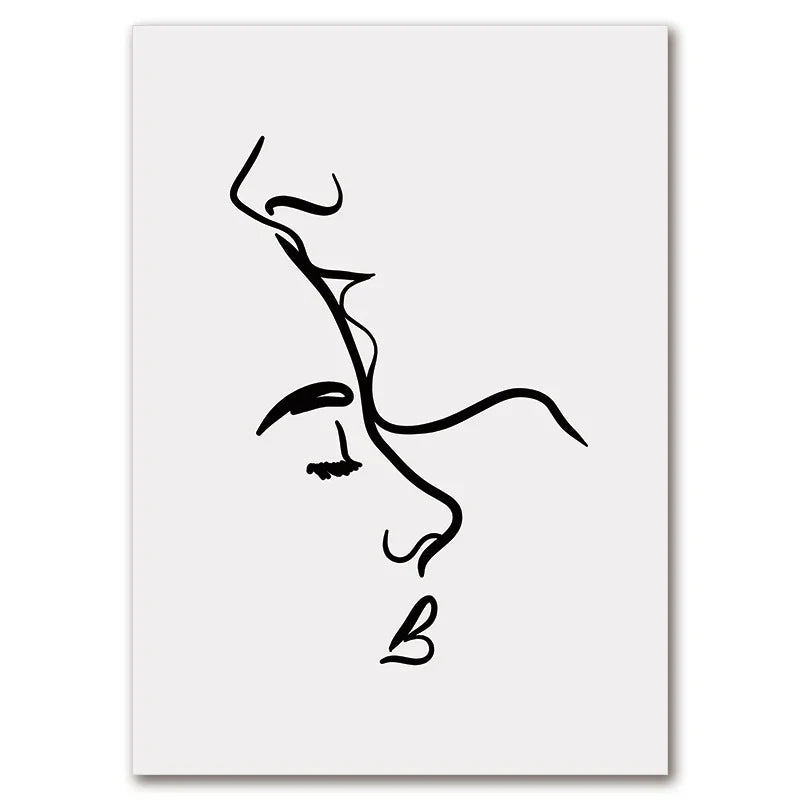 Minimalistische Linienkunst Liebhaber Schwarz Weiß Wandkunst Fine Art Leinwanddrucke Poster Bilder Für Schlafzimmer Wohnzimmer Romantische Paare Kunst Für Moderne Wohnkultur
