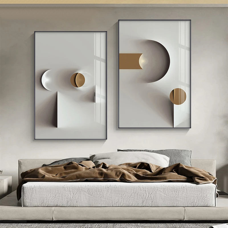 Minimalistische moderne Ästhetik abstrakte geometrische Wandkunst Fine Art Leinwanddrucke Bilder für moderne Apartment-Wohnzimmer Home Office Dekor