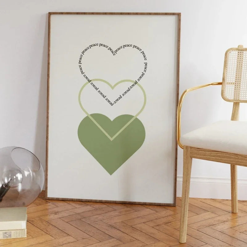 Minimalistische Friedensliebe Herzen Wandkunst Fine Art Canvas Drucke Einfache inspirierende Zitate Poster Bild für Wohnzimmer Schlafzimmer Dekor