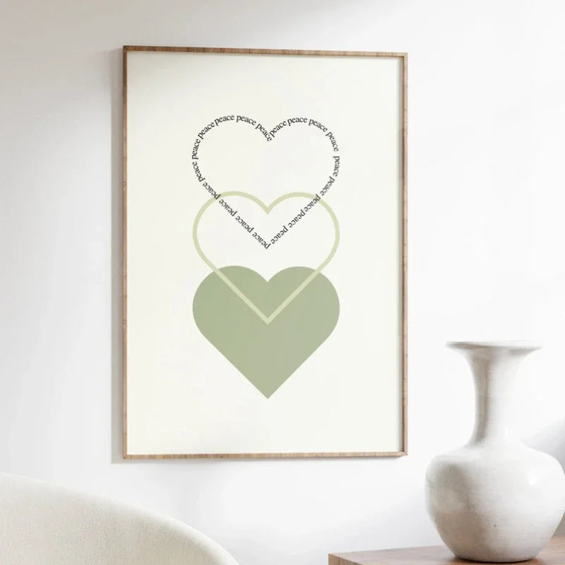 Minimalistische Friedensliebe Herzen Wandkunst Fine Art Canvas Drucke Einfache inspirierende Zitate Poster Bild für Wohnzimmer Schlafzimmer Dekor