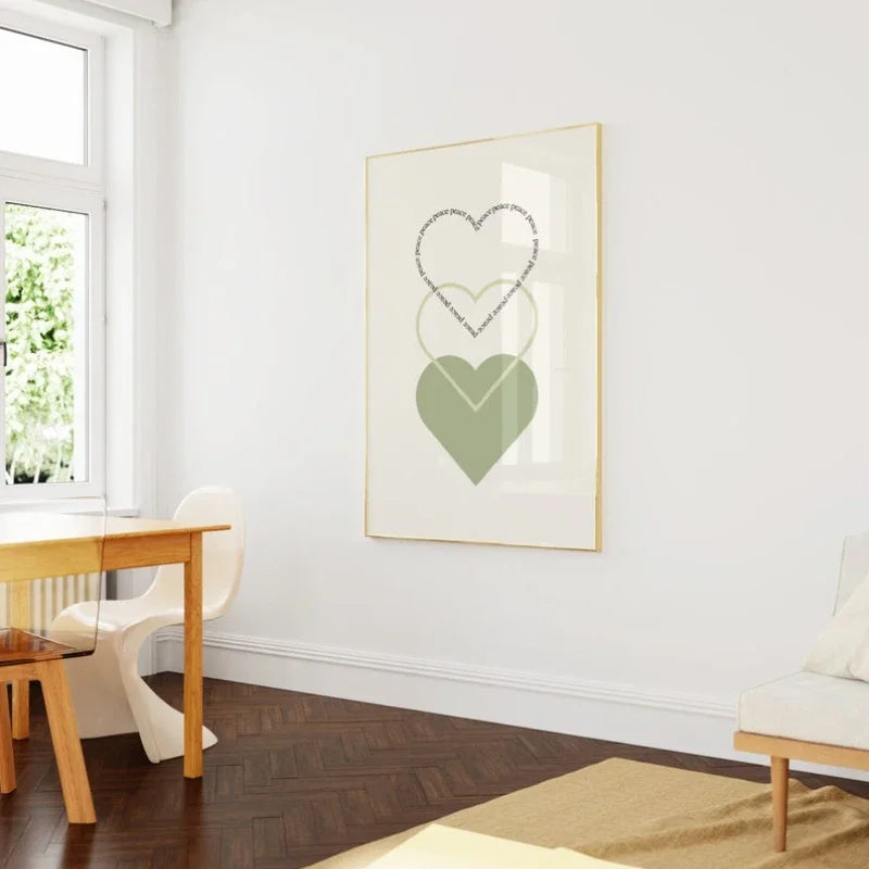Minimalistische Friedensliebe Herzen Wandkunst Fine Art Canvas Drucke Einfache inspirierende Zitate Poster Bild für Wohnzimmer Schlafzimmer Dekor