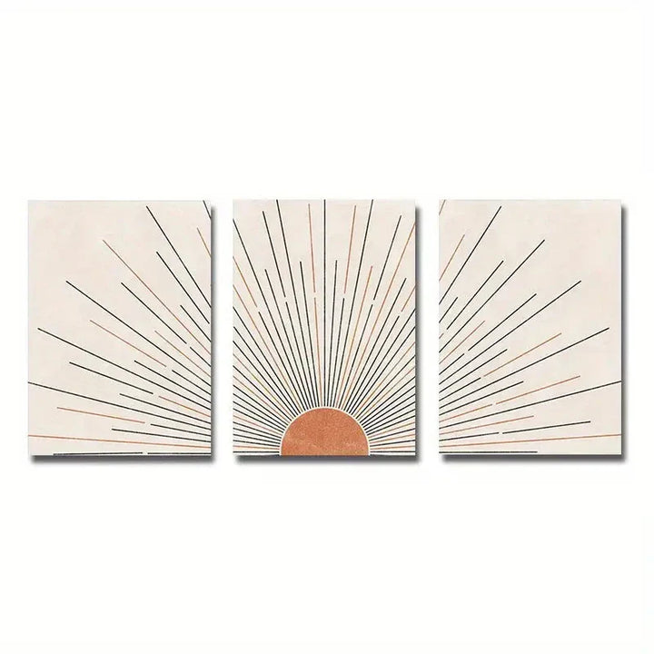 Minimalistische Sonnenaufgang Geometrische Linienkunst Wandkunst Feine Kunst Leinwanddrucke Bilder Für Modernes Apartment Wohnzimmer Schlafzimmer Home Office Kunst Dekor - Set von 3PCS