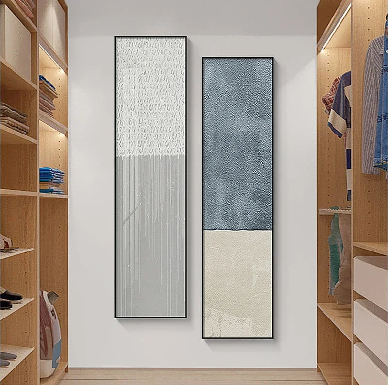 Minimalistische urbane abstrakte Wandkunst Fine Art Leinwanddrucke Hohe vertikale Bilder für Eingangsfoyer Wohnzimmer Heim Büro Dekor | Karnz