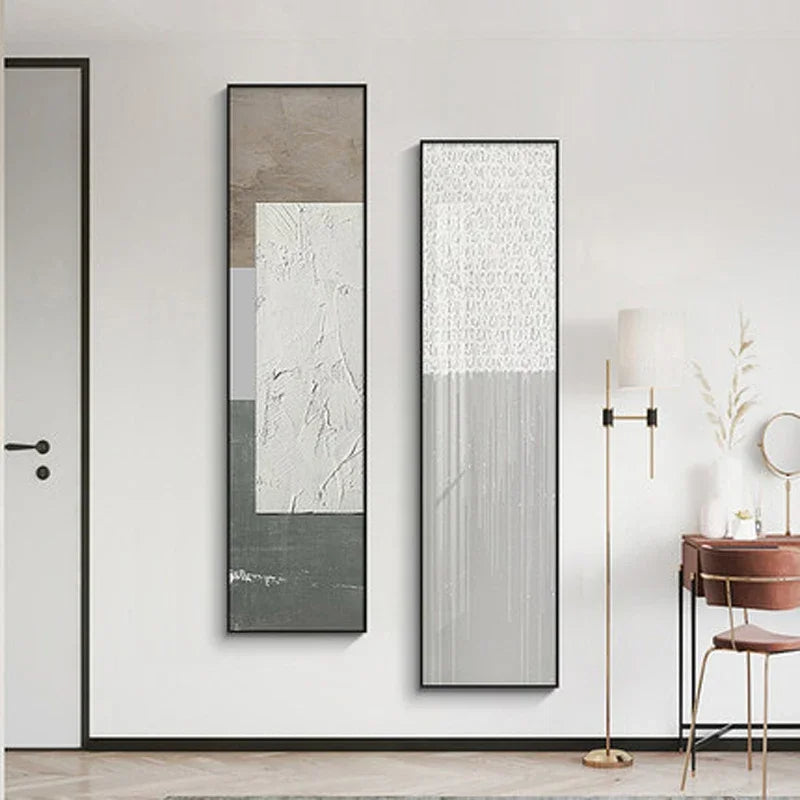 Minimalistische urbane abstrakte Wandkunst Fine Art Leinwanddrucke Hohe vertikale Bilder für Eingangsfoyer Wohnzimmer Heim Büro Dekor | Karnz