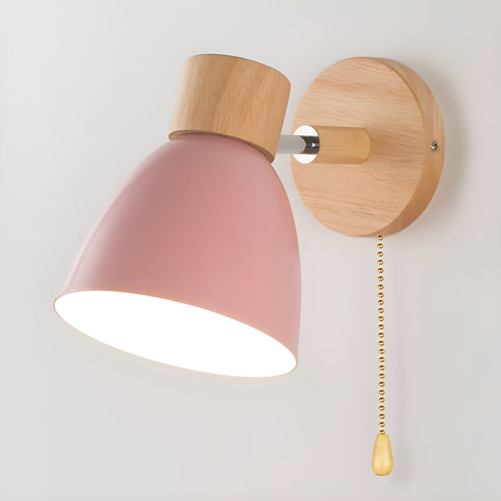 Hölzerne Nordische Wandlampe mit Schalter für Gemütliches Schlafzimmer | Karnz