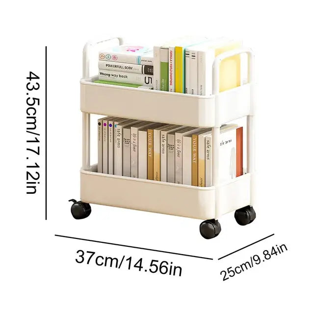 Mobile Bücherregalwagen mit Rädern | Buchaufbewahrung und Organizer - Dalton | Karnz