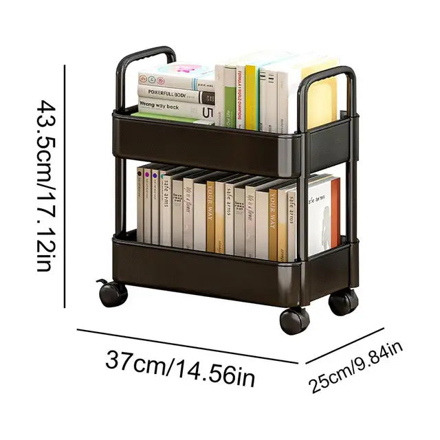 Mobile Bücherregalwagen mit Rädern | Buchaufbewahrung und Organizer - Dalton | Karnz