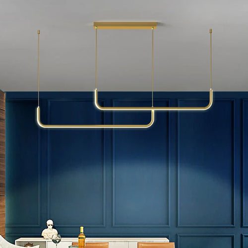 Moderner Goldener Kronleuchter für Esszimmer und Wohnzimmer – Minimalistisches Design mit verstellbaren LED-Hängeleuchten | Karnz