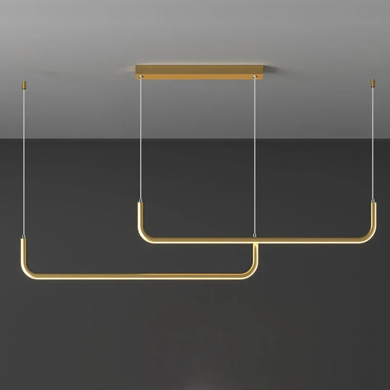 Moderner Goldener Kronleuchter für Esszimmer und Wohnzimmer – Minimalistisches Design mit verstellbaren LED-Hängeleuchten | Karnz