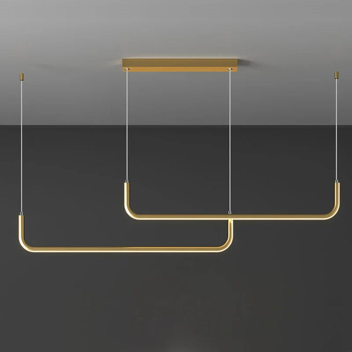 Moderner Goldener Kronleuchter für Esszimmer und Wohnzimmer – Minimalistisches Design mit verstellbaren LED-Hängeleuchten | Karnz